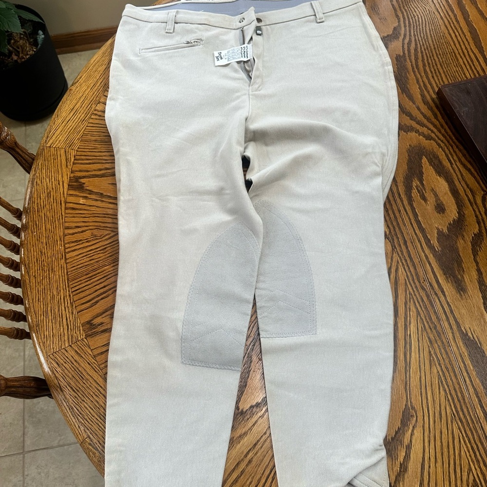 Devon-Aire Mens Light Gray Riding Pants - Picture 4 of 6